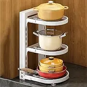LYWY Vertical Metal Pots, Vertical Storage Brackets for Kitchen Cabinets on Countertop or Under Sink (Colour: White, Size: 28 x 23 x 43 cm)