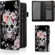 [BEOTIWAD] Checkbook Cover Pattern Premium Leather Check Book Holder Wallet with RFID Blocking Function for Men and Women, Sugar Skull