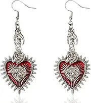 [YALLNASL] Halloween Heart Devil Eyes Earrings Vampire Bat Earrings Heart Shaped Earrings Black Gothic Rose Earrings Halloween Cosplay Party Costume Accessories for Women Girls