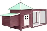 Chicken Coop with Nest Box Mocha 190x72x102 cm Solid Firwood Outdoor Pet House