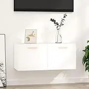 Wall Cabinet High Gloss White 80x35x36.5 cm, Engineered Wood Floating Storage Cabinet, Space-Saving Wall-Mounted Shelf for Living Room