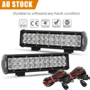 Pair 12inch LED Light Bar Flood Spot Combo Work Lamp 4WD Truck SUV + Wiring