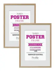 [Profile Australia] Australian Made Timber Poster Frame A1 A2 2 Pack in Natural Oak