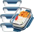 Glass Food Storage Containers 5 Pack,Three Sizes Glass Meal Prep Containers