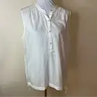 Eileen Fisher white mandarin collar organic cotton sleeveless top NEW XL