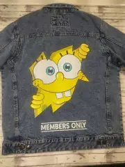 Members Only x Nickelodeon SpongeBob Jean Trucker Jacket Mens Size Large