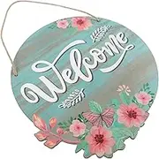 GRIRIW Welcome Hanging Sign Decorative Door Plaque with Artificial Greenery Front Door Decor for Home and Garden Housewarming present and Sturdy Design
