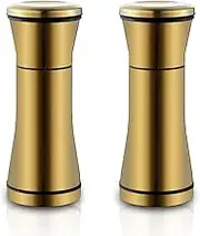 Kyraton Gold Salt and Pepper Shakers, Titanium Plating Stainless Steel Salt and Pepper Grinders Refillable Pepper Grinder, Pepper Mill, Salt Grinder, Salt Shaker, Salt Pepper Shaker Set of 2