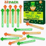 Kannove St Patricks Day Party Favor Toys Gifts for Kids 32 Pack, Small Mini Bubbles Wand for Toddlers, Saint Patricks Party Accessories Decorations, Classroom Treats Goodie Bag Stuffers for Boys Girls