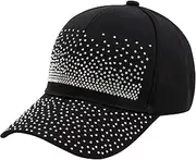 [Surkat] Studded Rhinestone Baseball Cap Bun Ponytail Adjustable Hat Sparkle Bling Denim Sun Hat
