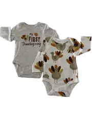 Carter’s My First Thanksgiving & Turkey 2 Bodysuits 3M New