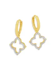 Bloomingdale's Fine Collection Diamond Clover Drop Earrings in 14K Yellow Gold, 0.30 tcw