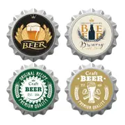Set 4 Round Ceramic Coasters In Box- Beer Bottle Caps