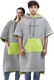 Couple Beach Towel Fast Absorbing Water Changing Robe Outdoor Sport Soft Warm Hooded Bath Towel Dress Poncho Swimming Cloak,Green,75 * 112cm