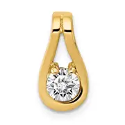 14K Yellow Gold 4.7mm AA Real Diamond Teardrop Shape Slide Pendant