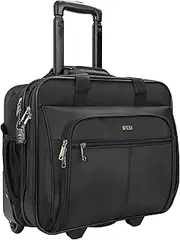 17.3 Inch Rolling Laptop Case Briefcase Waterproof Computer Bag with Wheels and RFID Pocket for Business Travel Extra Zipper Lock,Black, Black, Business