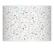 Drum Print Lamp Shade Colored Terrazzo 13.5x13.5x10 Spider with Harp and Finial
