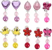 [jojofuny] Pairs Crystal Clip on Earrings Girls Princess Play Jewelry Dangle Earring Clip on Earrings Jewelry Set