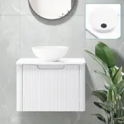 ACA White 610mm Vanity Unit 28x28cm Basin Bath Cabinet Storage Wall Hung Sink Set