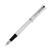 Conklin Herringbone Signature Fountain Pen in Silver - Fine Point - NEW in Box