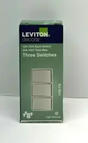 Leviton Decora 15 Amp Triple-Rocker Combination Switch, Light Almond