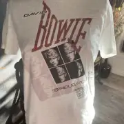 John Varvatos David Bowie "Serious Moonlight Tour" 1983 Tee Graphic White S BOLO
