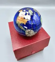 3" GEMSTONE WORLD GLOBE PAPERWEIGHT WITH DEEP SEA BLUE OCEAN BY ALEX KALIFANO