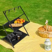 Levede Camping Shelves Portable Organiser Rack Holder Foldable BBQ Picnic Table