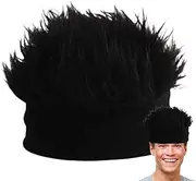 Men's Wig Hat, Hat with Tied Hair, Knitted Hats by Hip Hop - Realistic with Dots with Dots - Winter Women Indoor and Breathable Hats Outdoor for the Party