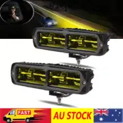 Pair 6Inch Led Work Light Bar Flood Spot Pods Offroad Fog Driving Light Amber 6D