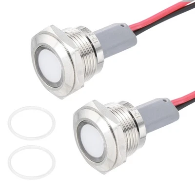 2Pcs 16mm( 5/8") Indicator Light,12V-24V AC/DC 20mA for Boat Car,White