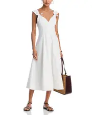Aqua Cotton Poplin Midi Dress - Exclusive