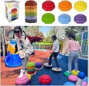 Balance Stepping Stones for Kids, and Also a Stacking Blocks Toy, Set of 3 or 6 Pcs for Balance, Exercise Coordination and Stability, Perfect Indoor and Outdoor Play Equipment for Kids