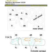 Blackburn Buccaneer S.2C/D. Paint Masks. Wheels & Canopy Frame (for Airfix) 1:48