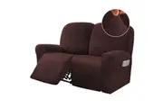 6-Pieces Recliner Covers Velvet Stretch Couch Covers Slipcovers Thick Soft , Medium , Brown