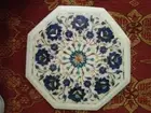 12" white Marble side Table Top lapis Stone Inlay Coffee Table for decor
