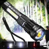 在飛比找Yahoo!奇摩拍賣優惠-現貨 新款強光手電筒usb充電戶外照明30W白手電筒帶COB