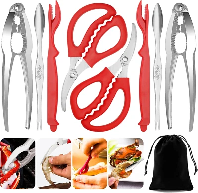 Crab Crackers and Tools, Lobster Crackers and Picks Set, 9Pcs Seafood Tools Set