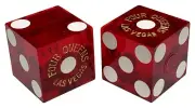 Four Queens Las Vegas Casino Craps Dice Pair Red Polished Mixed Serial #s