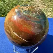 2.24lb Natural Ocean Jasper Quartz Sphere Crystal Energy Ball Reiki Healing Gem