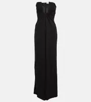 [Christopher Esber] Christopher Esber Ruched strapless maxi dress AU 14 black