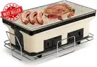 BBQ Tabletop Hibachi Grill Dual Charcoal Clay Firebox Portable Outdoor