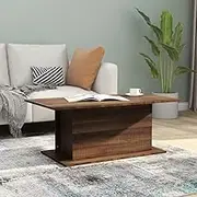 Brown Oak Coffee Table for Living Room, Modern Wood Table with Storage, 102x55.5x40 cm, Ideal for Farmhouse, Center Table