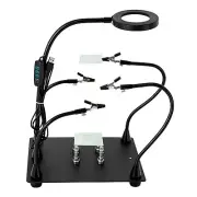 LED Lighted Magnifying 4 -Metal Arm Third Hand Soldering PCB Holder Tool