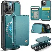 ELEPIK for iPhone 11 Pro Case, Removable Magnetic Wallet Case with Card Holder, Kickstand, [Compatible with MagSafe] [RFID Blocking] Durable PU Leather Phone Case with Wireless Charging, Green