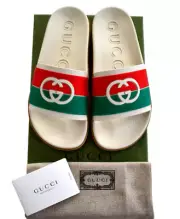 ️NEW GUCCI INTERLOCKING G LOGO Rubber WOMEN'S SLIDE Sandals Shoes EU-39 US-9