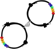 RORPOIR 2pcs Friendship Bracelet for Couples Adjustable Connection Bracelets with Heart Design Meaningful Matching Jewelry for Relationships