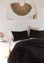 Sophia-Art 3 Pcs Ultra Luxury Rayon Velvet Bedding Boho Solid Duvet Cover UO Comforter Cover (Black, Twin XL 59"x102")
