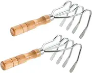Beach Clamming Rake Set 2pcs Stainless Steel Claw Rake Comfortable Handle for Seafood Digging