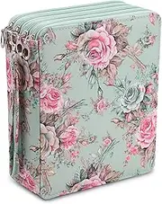 BTSKY Colored Pencil Case- 160 Slots Pencil Holder Pen Bag Large Capacity Pencil Organizer with Handle Strap Handy Colored Pencil Box with Printing Pattern Rose